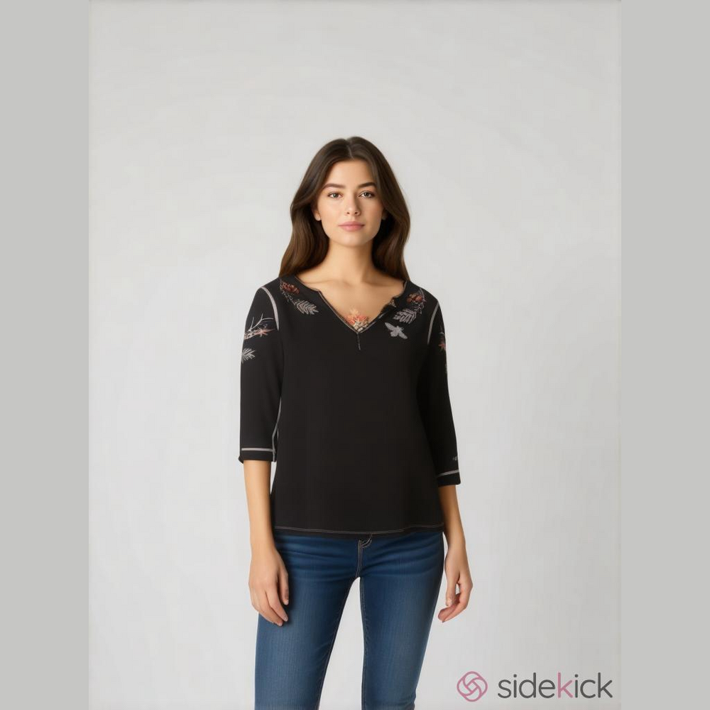 Alp N Rock Black Short Sleeve Tee with Embroidered Accents